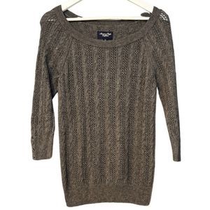 American Eagle Outfitters Lightweight Charcoal Grey Cable Knit Sweater